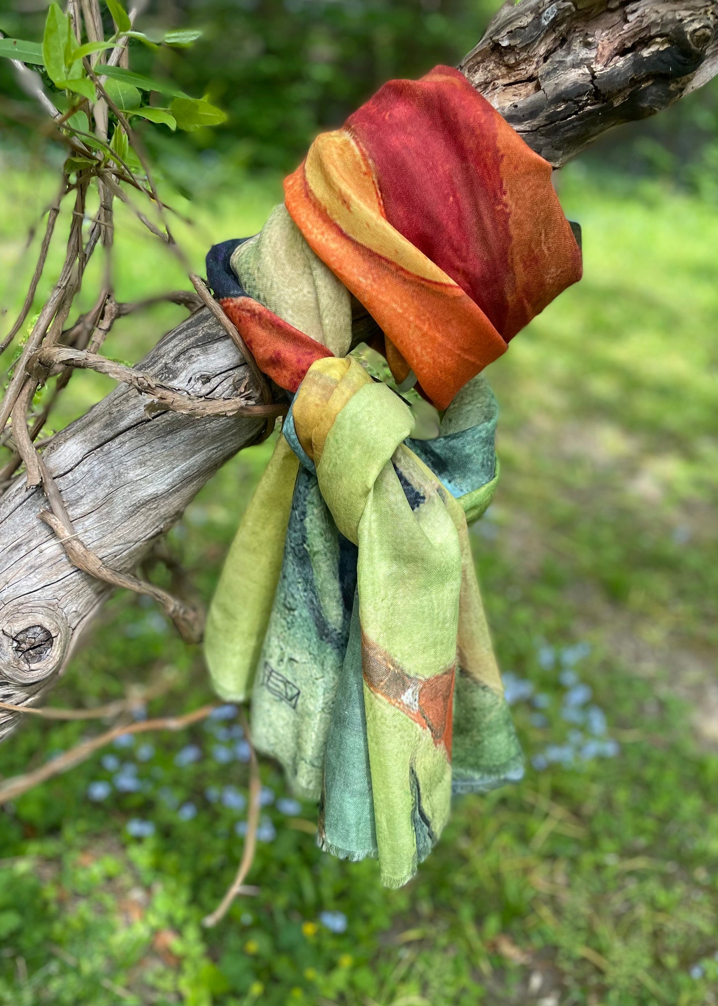 Ull- og silkeskjerf - Valmue